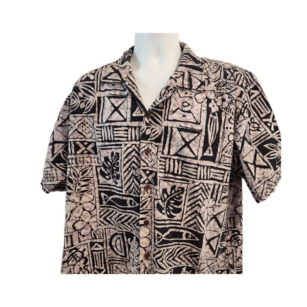 Favant Short Sleeve Dusky Purple Black Made in Hawaii XL Luau Hawaiian Aloha
